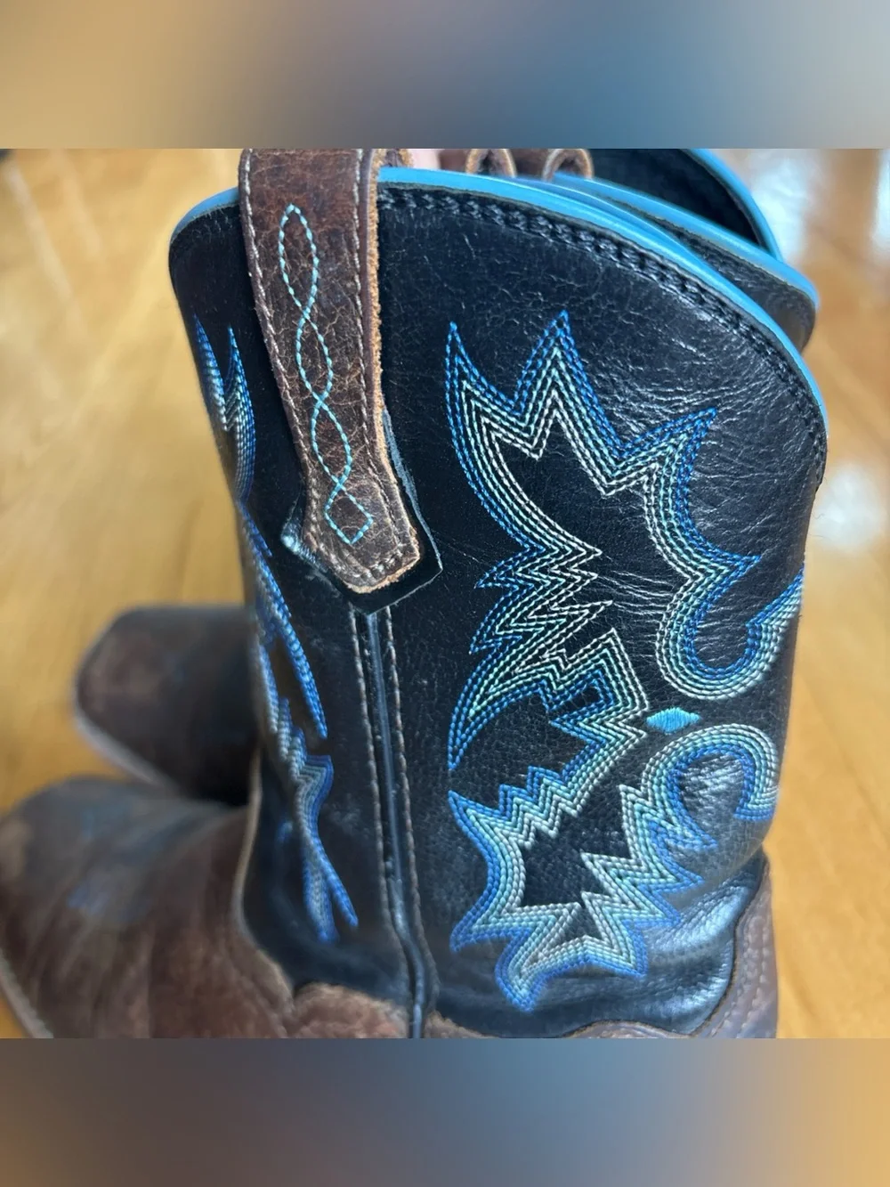 Ariat Tombstone Western Boots Cowboy Big Kid Earth Black Brown Blue Size 5 Youth